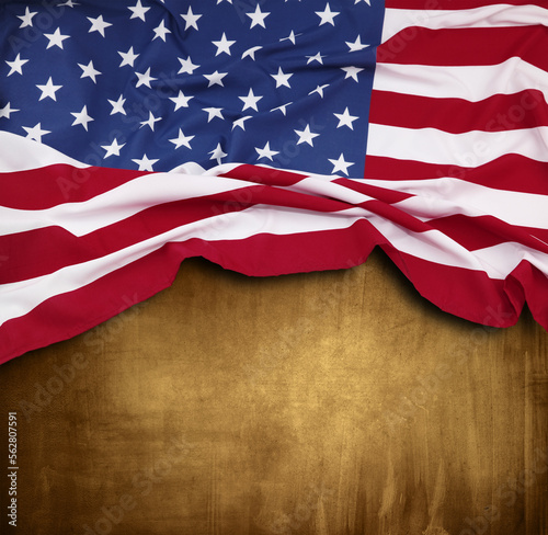 American flag on brown concrete background