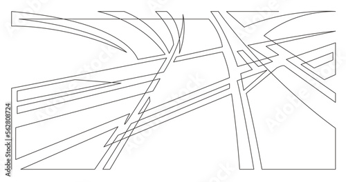 continuous line drawing vector illustration with FULLY EDITABLE STROKE of futuristic highways connection lines