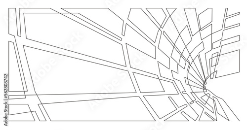 continuous line drawing vector illustration with FULLY EDITABLE STROKE of futuristic linear composition