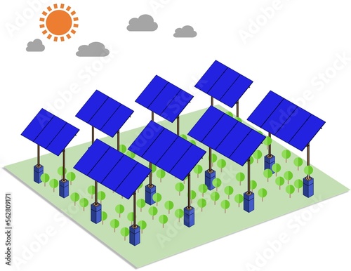 Obraz na plátne Solar Agrovoltaic system, Agriculture solar system, Logo image of solar agri far