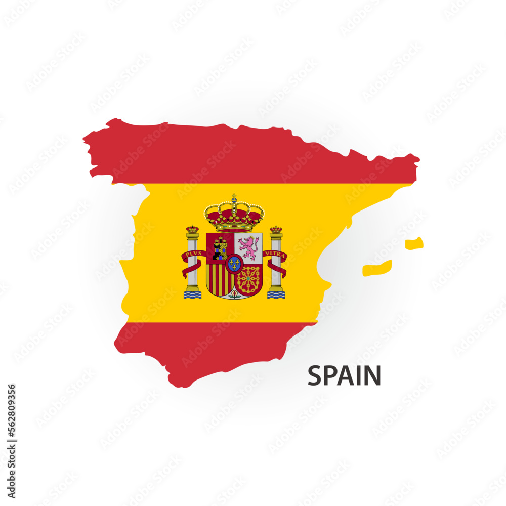 Fototapeta premium Spain map, Spain flag, vector illustration 