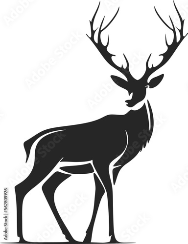 Simple and elegant black and white deer vector logo.