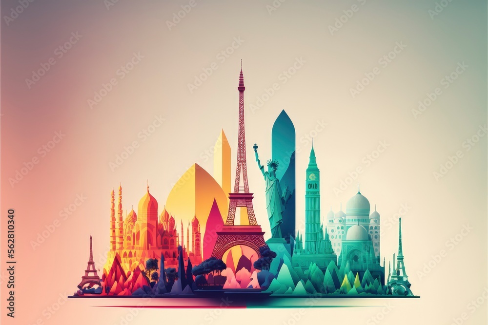 illustration of world landmarks