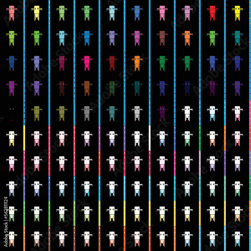 The background character scale consists of 48 base colors and color iterations