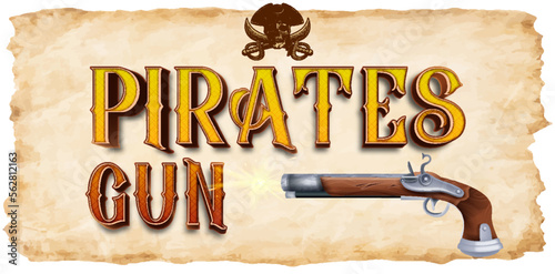 Pirates gun text effect, editable ship and adventure text style