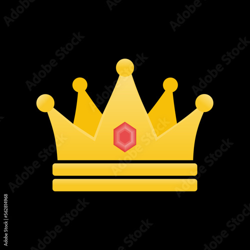 Golden Crown With Gradient Mesh on black background. Vector Illustration