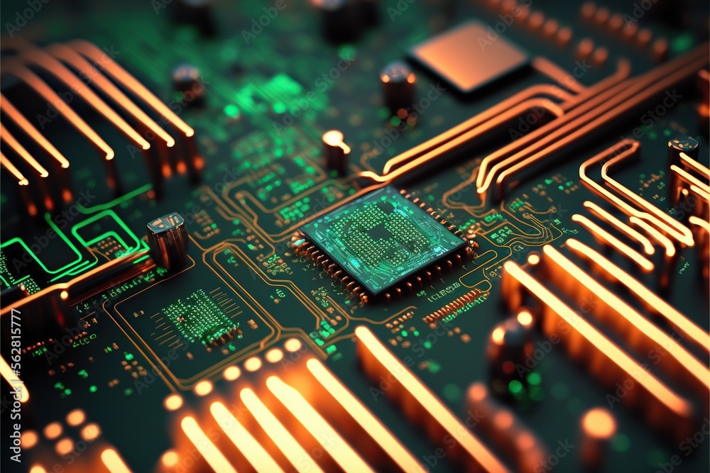 Obraz premium Abstract Electronic Circuit Board Technology Background. Generative AI.