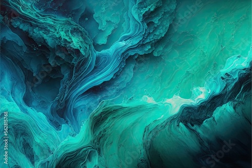 Abstract Watercolor Teal and Green Background. Generative AI.