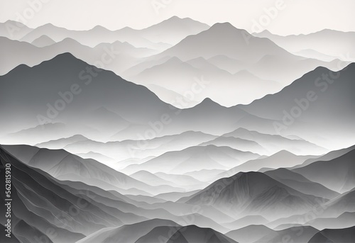 Grey Misty Mountain Landsca...
