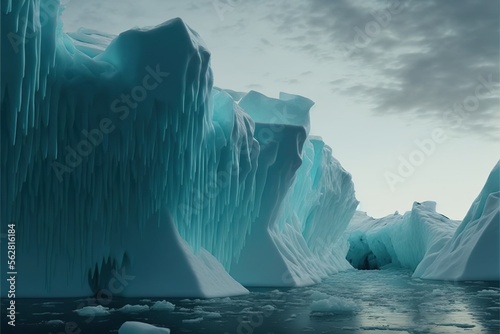 Glacial Landscape Climate Change Concept. Generative AI.