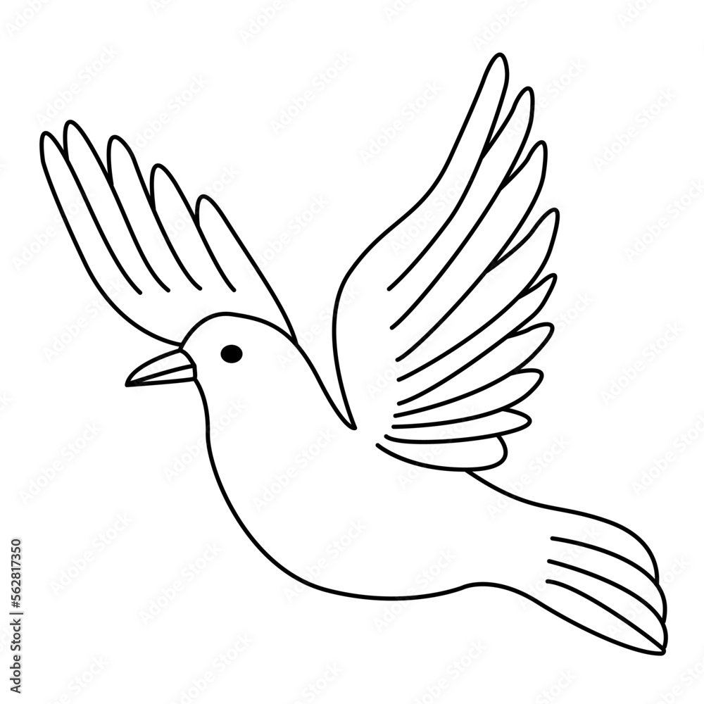 Fototapeta premium Dove for coloring book. Vector illustration of a flying bluebird