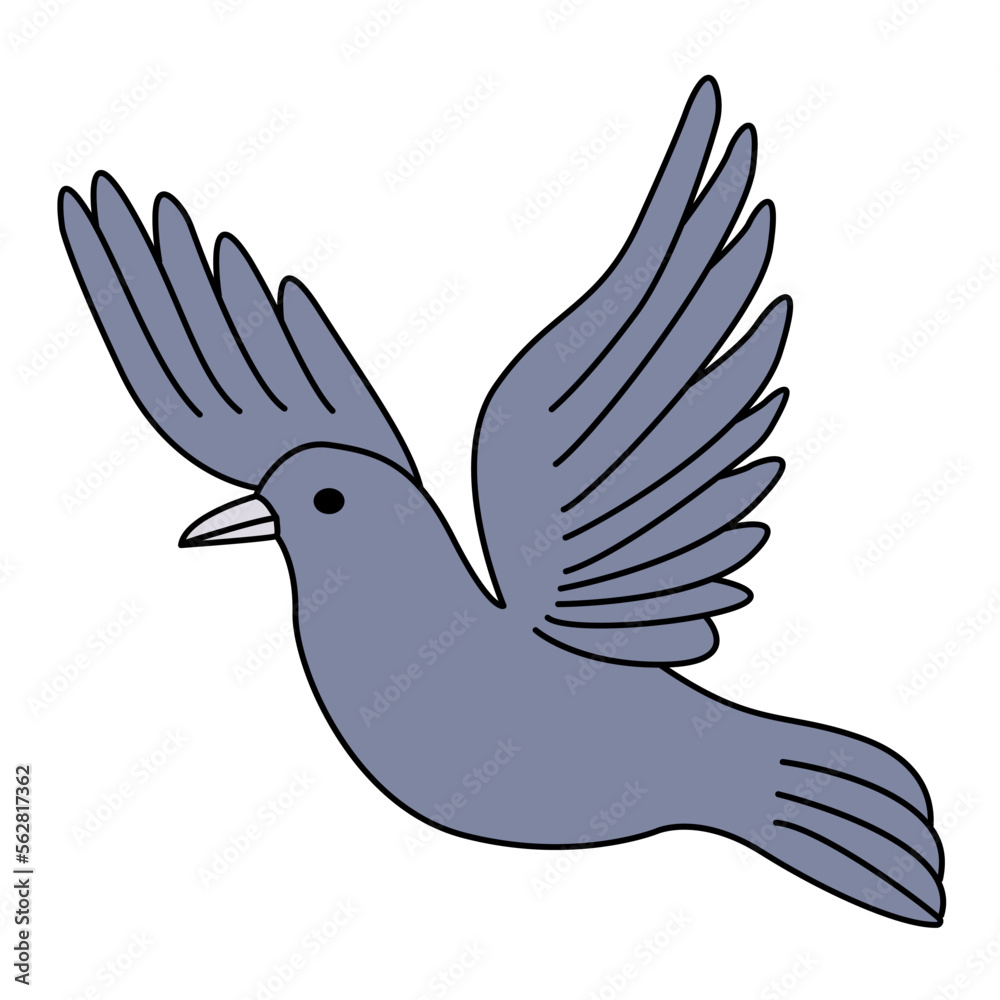 Fototapeta premium Gray dove. Vector illustration of a flying bluebird