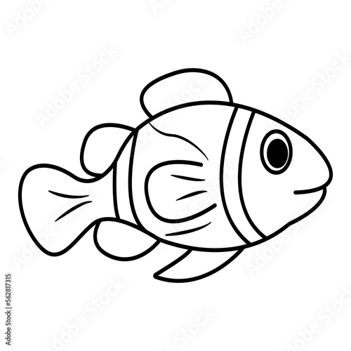 Cute little fish for coloring book. Fish vector illustration isolated on white background