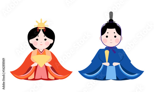 イラスト素材: ほっこりかわいいひな祭りのイラスト　お内裏様とお雛様