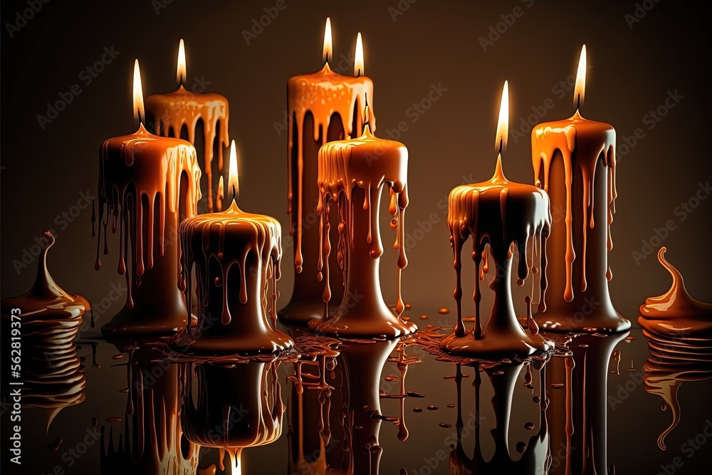 Melting wax candles, magical candles on the table, liquid paraffin, wax  candle sticks, generative ai Stock Illustration | Adobe Stock