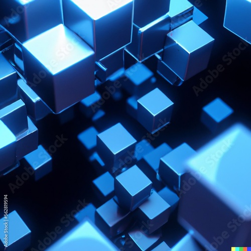 abstract blue background with cubes -- big data concept