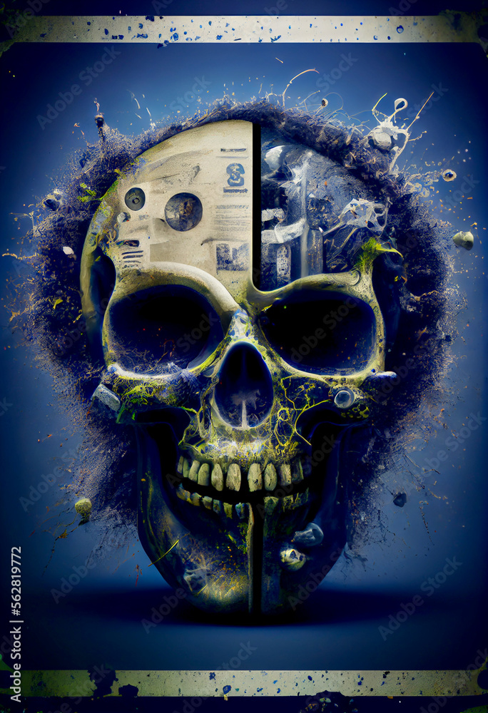 Generative AI abstract render of a human skull Generative AI abstract render of a human skull