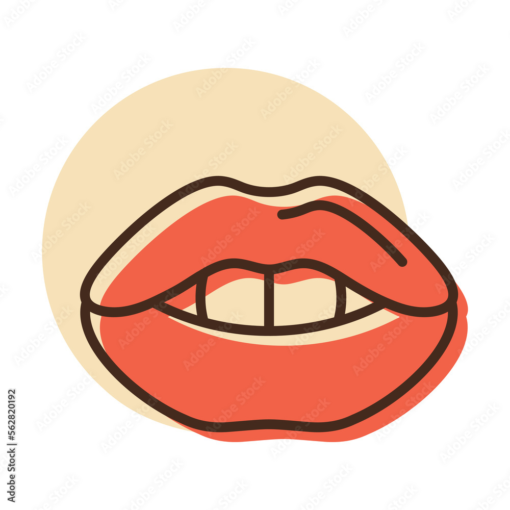 Woman lips icon. Female mouth shape with teeth