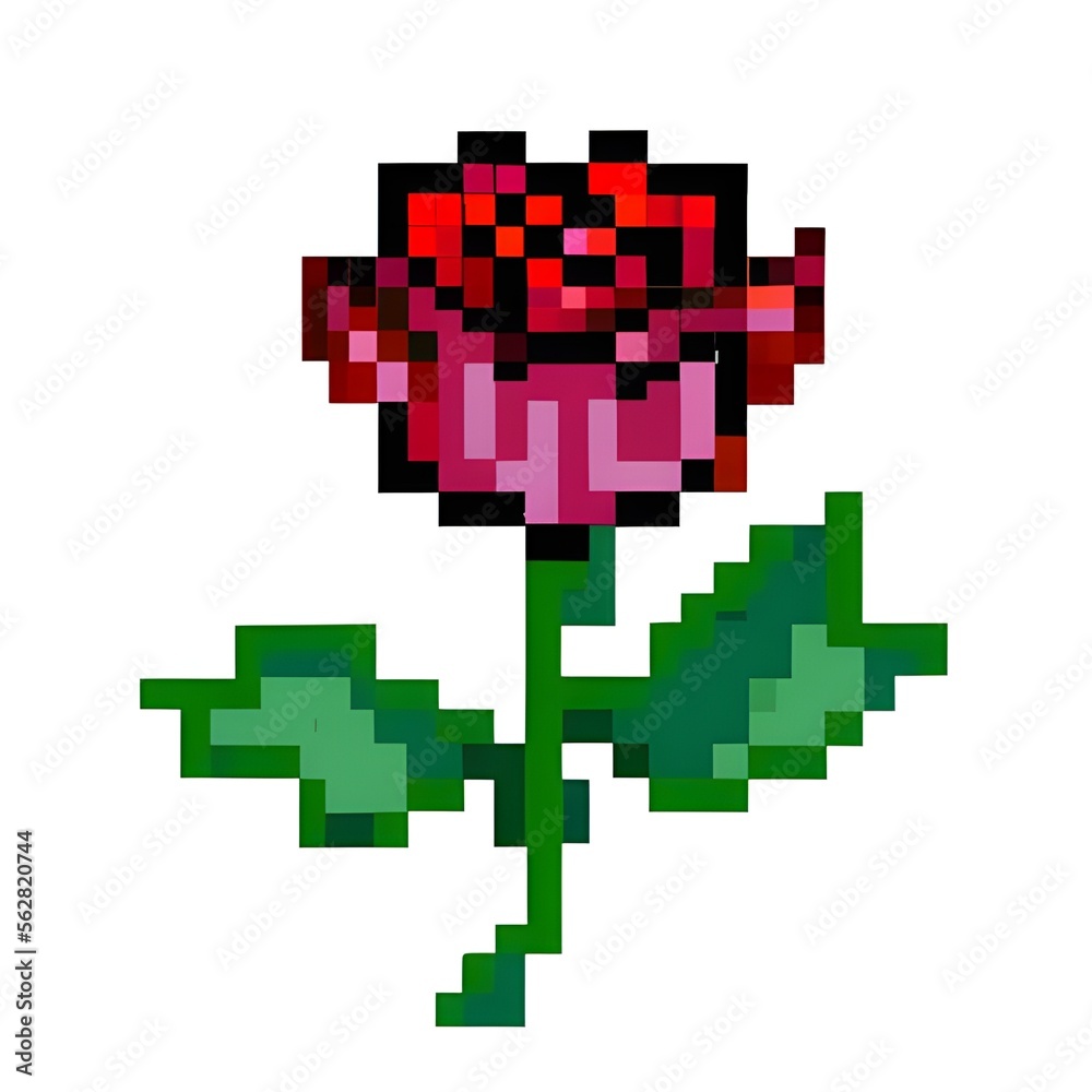 Fototapeta premium Red roses pixel art. Valentine's Day. Generative AI. 