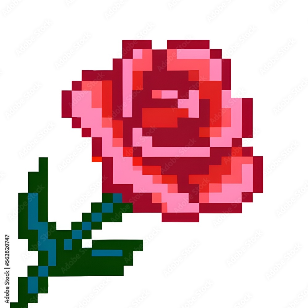 Red roses pixel art. Valentine's Day. Generative AI. Red roses pixel art. Valentine's Day. Generative AI.