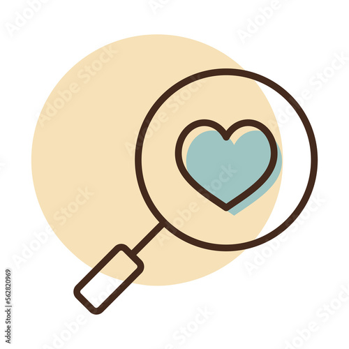 Heart search vector icon. Valentines day symbol