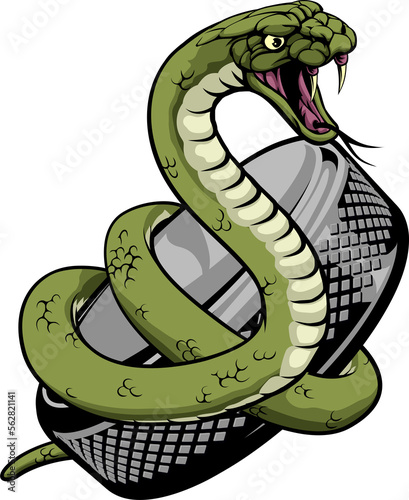 Canvas Print Snake Ice Hockey Team Sports Cartoon Mascot