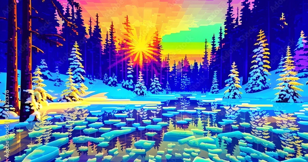 Psychedelic forest wallpapers in 4K.Generative AI