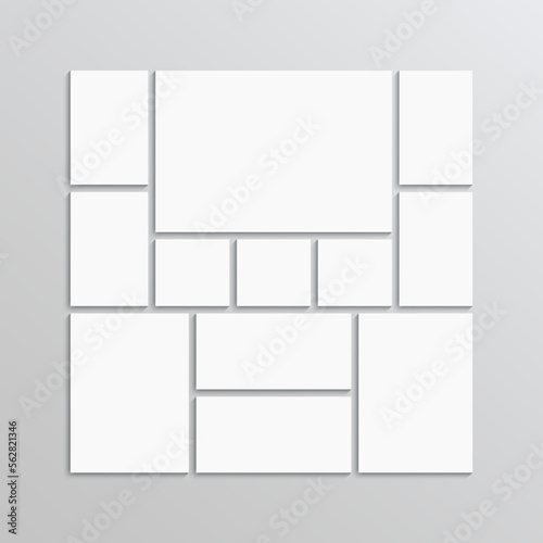 Wallpaper Mural Mosaic picture square frame. Scrapbook grid. Moodboard template. Portfolio images mockup. Album brandboard. Photo collage layout. Mood board background. Retro photoframe. Vector illustration Torontodigital.ca