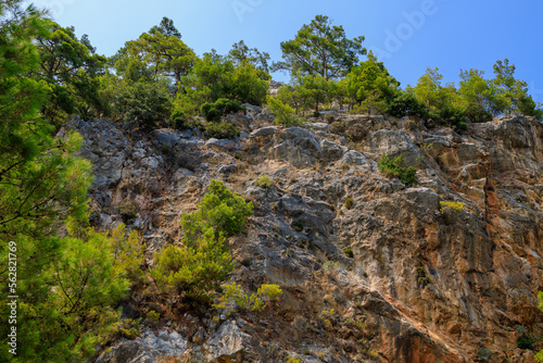 Turkish Taurus Mountains in the Kemer region of Antalya province. Background with copy space