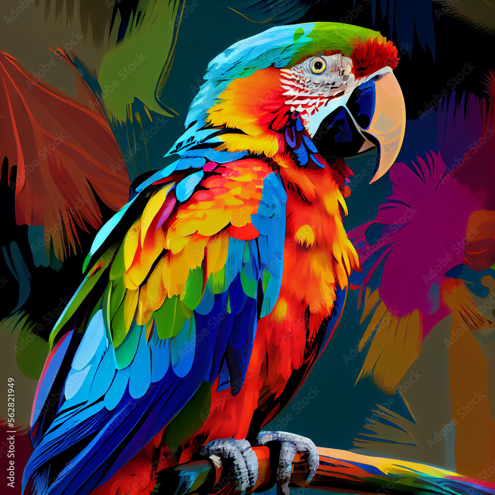 Obraz premium Pop art parrot generative ai