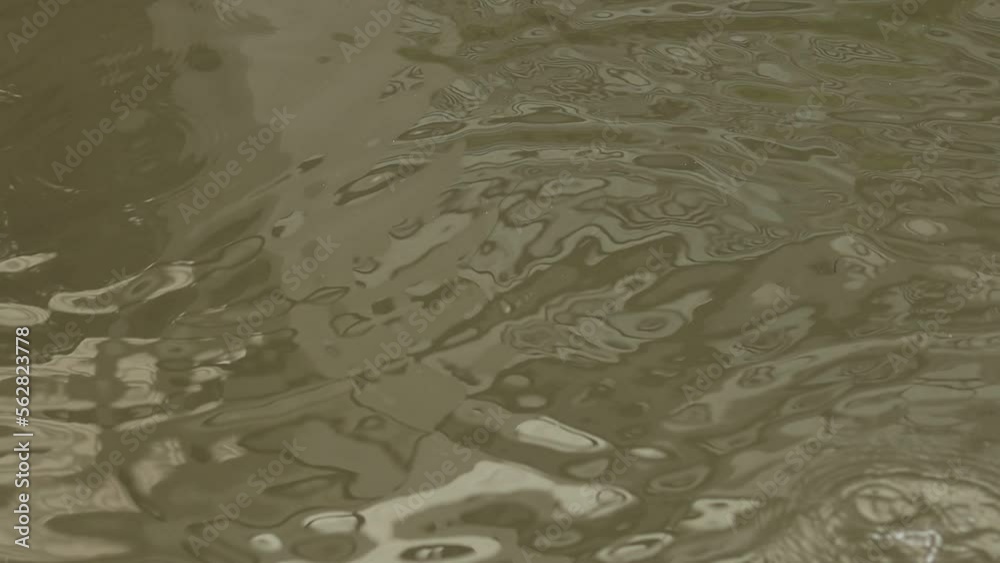 Extreme close up of water ripples on surface. Footage in slow motion 
