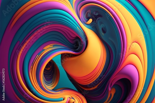 Fluid swirl vivid design element  abstract shape creative colorful background Generative AI