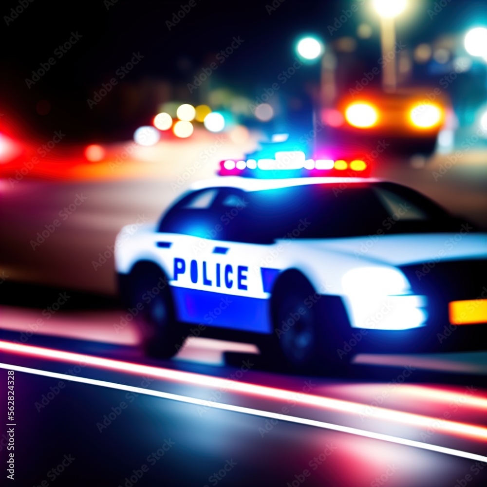 Police car chasing fugitives. Action scene. Made with Generative AI. Police car chasing fugitives. Action scene. Made with Generative AI.
