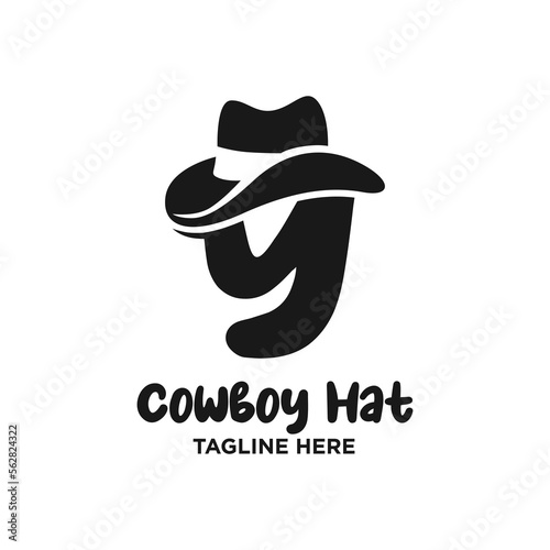 Letter Y Cowboy Hat Logo Design Template Inspiration, Vector Illustration.