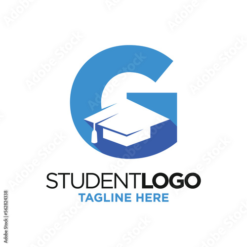 Letter G Graduation Hat Logo Design Template Inspiration, Vector Illustration.