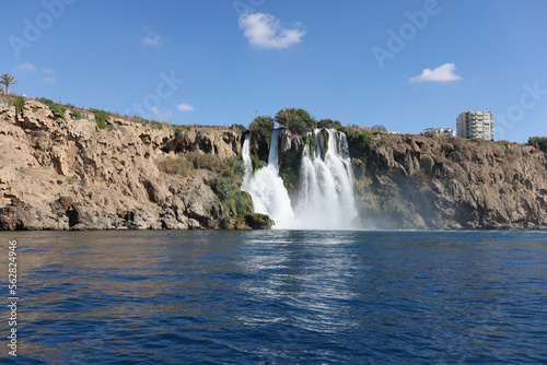 Lower Duden waterfalls on Mediterranean sea coast, Antalya, Turkey.
