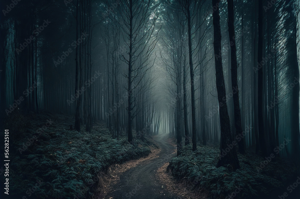 Obraz premium misty forest in the morning,morning in the forest