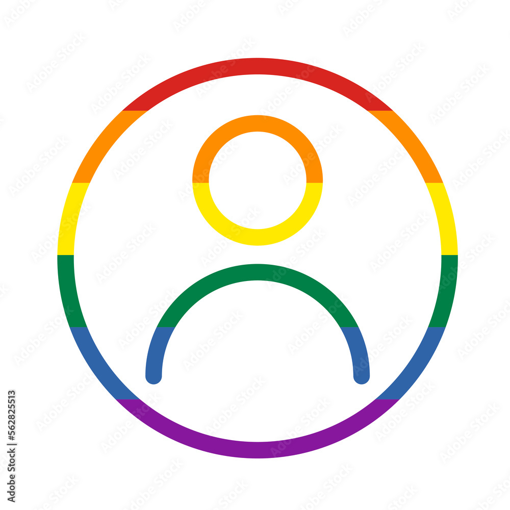 Pride rainbow flag User Icon. LGBTQ Avatar Profile, Social Media User Cutout Circle shape style. Vector Illustration Pride rainbow flag User Icon. LGBTQ Avatar Profile, Social Media User Cutout Circle shape style. Vector Illustration
