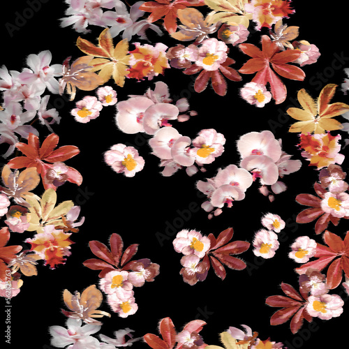 Seamless flowers pattern, illustration floral design.