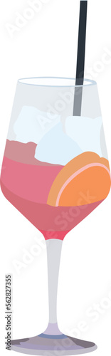 glass with aperitif and ice and straw-