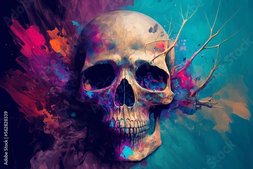 Abstract colorful background with skull
