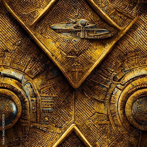 Obraz na płótnie space military mothership wall panel seamles texture, smooth golden panel, image