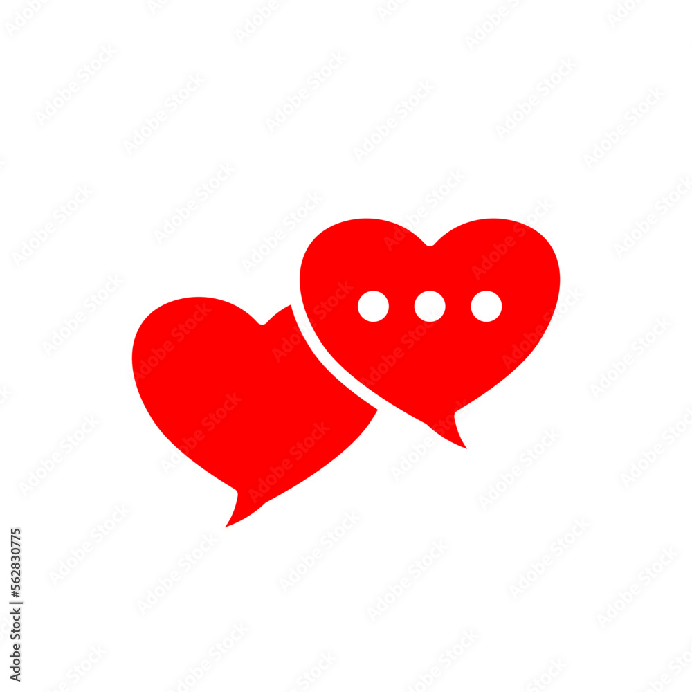 two hearts on a white background, love chat