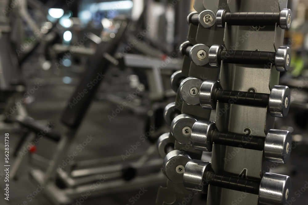 Naklejka premium dumbbells in the gym, sport concept