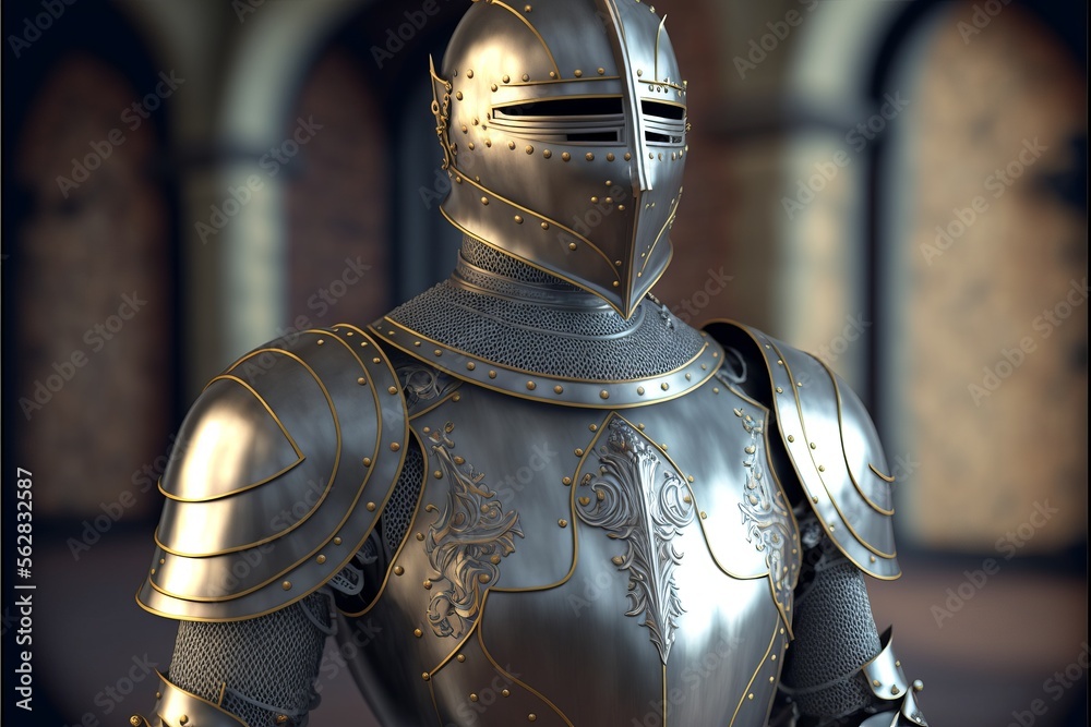 Medieval knight armor, AI generated Medieval knight armor, AI generated