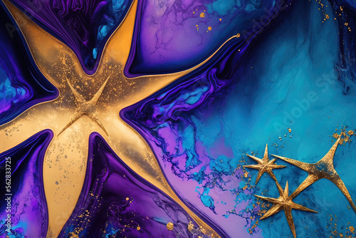 Luxurious fluid art in gold...