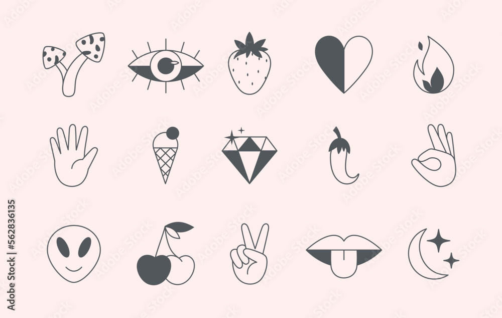 Vetor de Vector set of linear fun patches,stickers,geometric