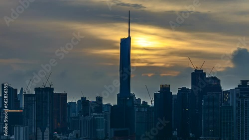 Warisan PNB118 building during sunset dawn. PNB118 is the tallest building in Asia photo