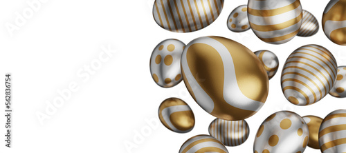 Canvas Print gold egg falling easter 3d render illustration