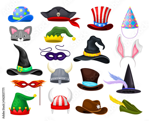 Funky Hats for Masquerade Party Performance Big Vector Set